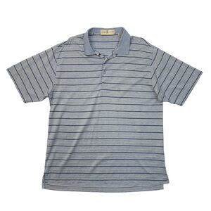 Vintage Fairway & Greene Polo Shirt Mens L Large Light Blue Striped Cotton Golf